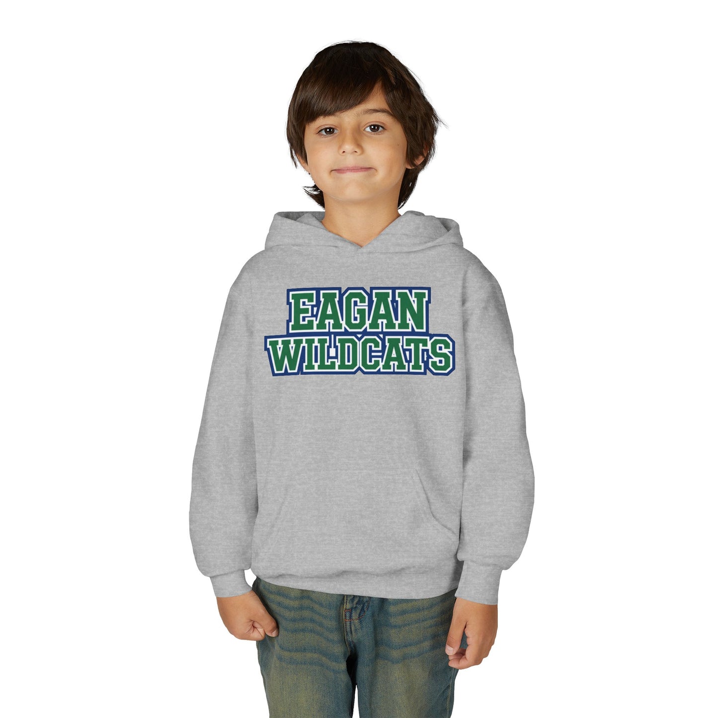 Eagan Wildcats Youth Heavy Bold Text Blend Hoodie - Cozy & Stylish Sweatshirt for Kids