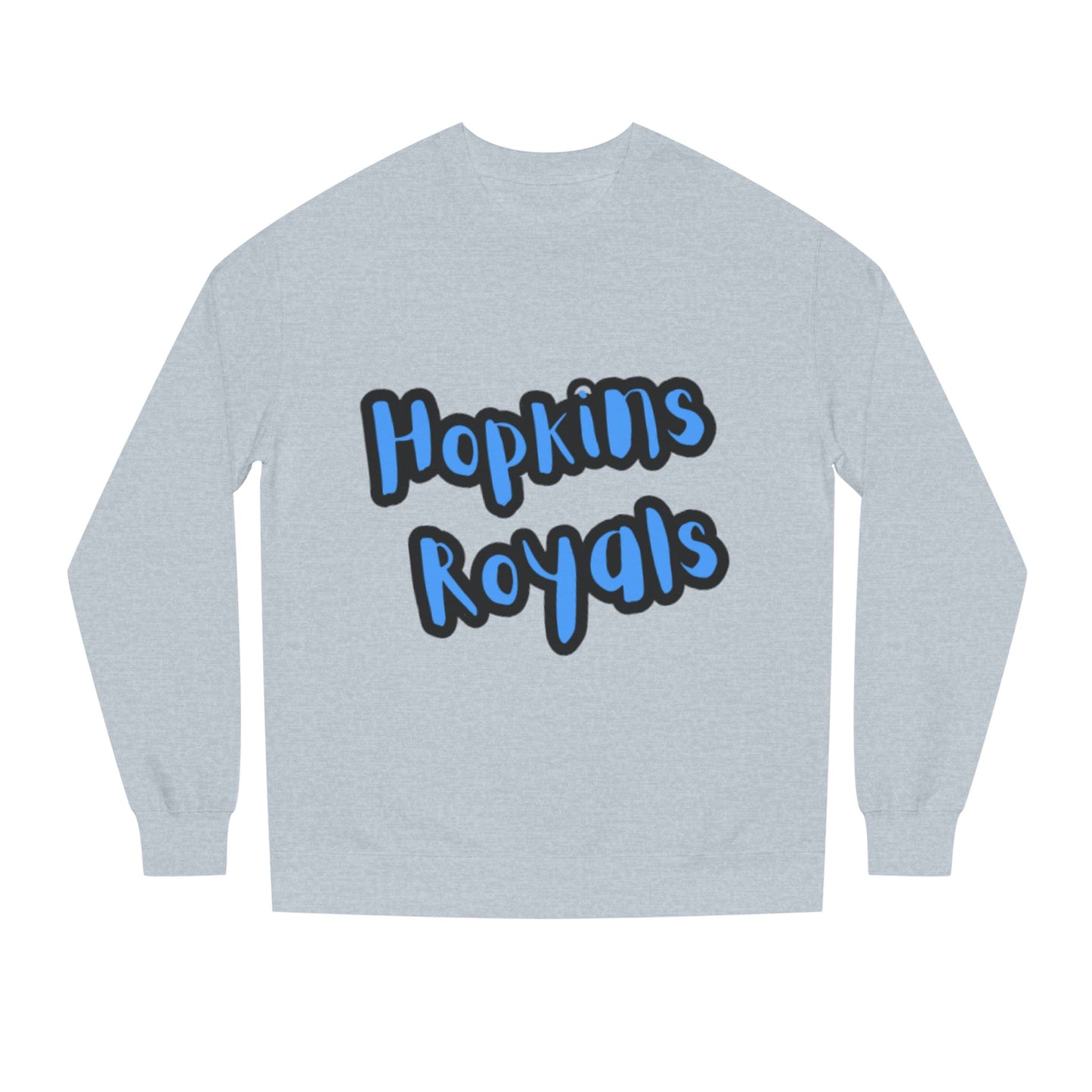 Hopkins Royals Crewneck Sweatshirt — Blue Bubble Letter School Spirit