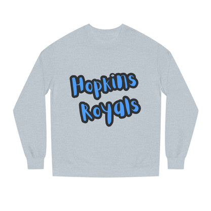 Hopkins Royals Crewneck Sweatshirt — Blue Bubble Letter School Spirit