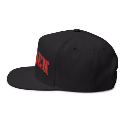 Minneapolis Camden Patriots Embroidered Red Text Flat Bill Cap — School Spirit Snapback