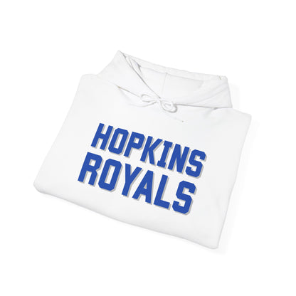 Hopkins Royals Block White Sweatshirt with Logo on Sleeve