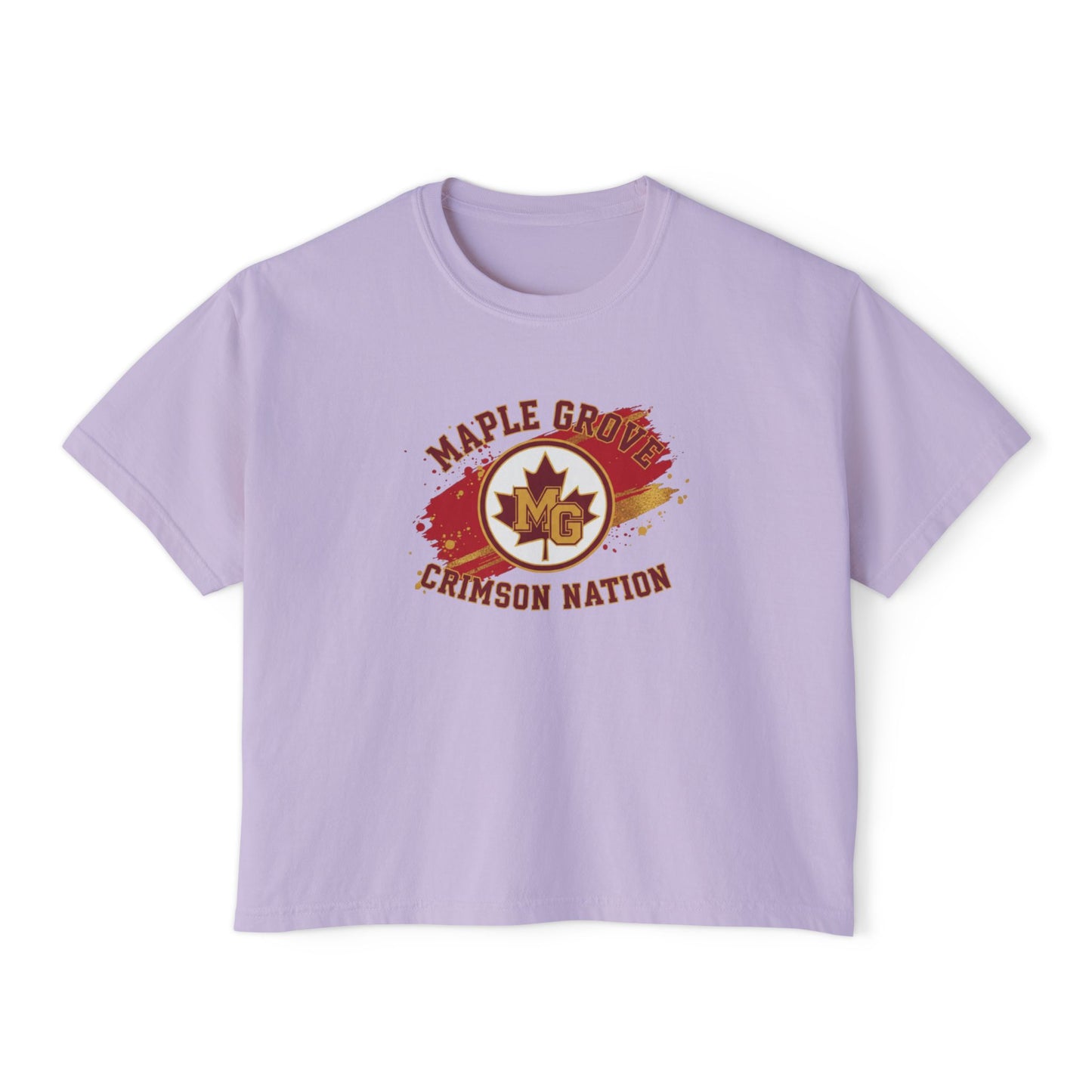 Maple Grove Crimson Stylish Women's Boxy Tee  - Casual & Comfy