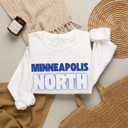 Minneapolis North Crewneck Sweatshirt — Retro Blue Lettering