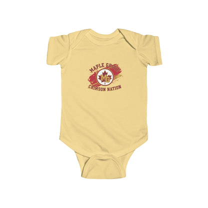 Maple Grove Crimson Infant Bodysuit - Cute Baby Clothes for Sports Fans