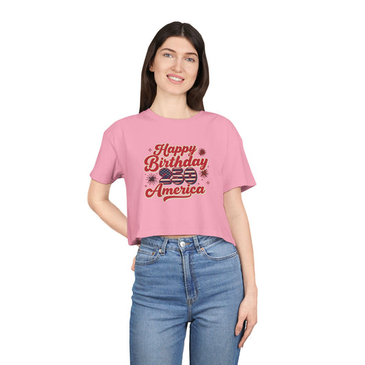 Patriotic Women's Crop Tee - Happy 250th Birthday America