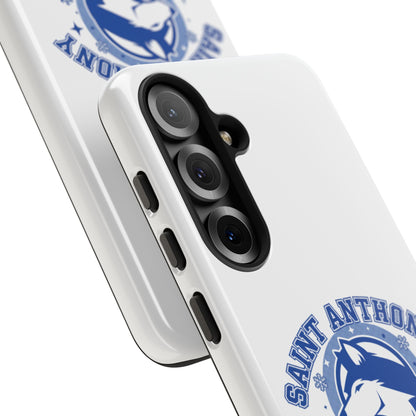 Saint Anthony Huskies Tough Phone Case — Protective White Phone Cover with Husky Logo