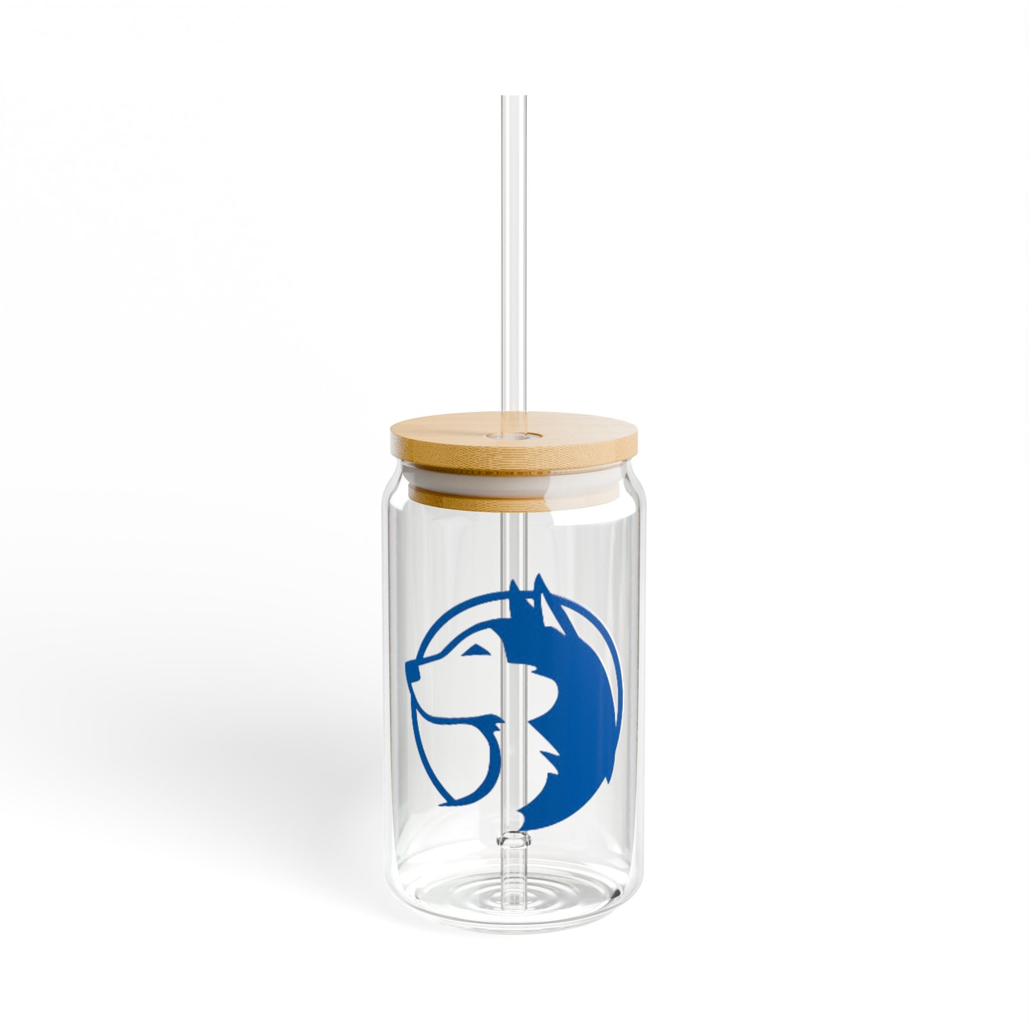 Saint Anthony Huskies Eco-Friendly 16oz Sipper Glass with Bamboo Lid - Perfect for Beverages on the Go!