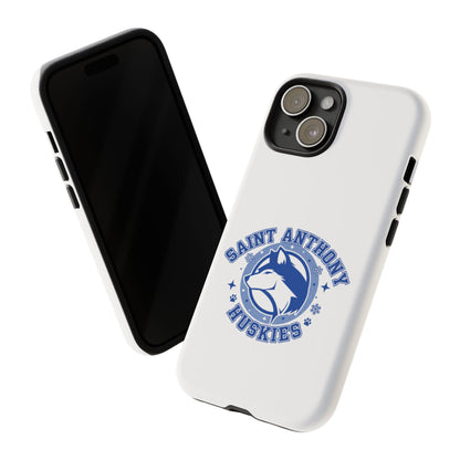 Saint Anthony Huskies Tough Phone Case — Protective White Phone Cover with Husky Logo