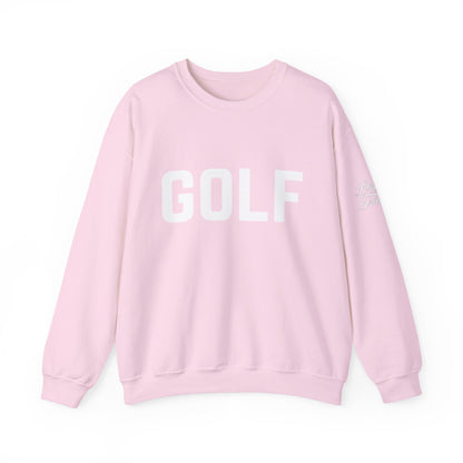 Embroidered Golf Crewneck Sweatshirt — Minimalist Bold Logo Pullover for Golfers
