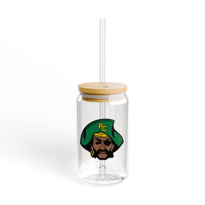 Park Center Pirates-Themed Sipper Glass with Bamboo Lid - 16oz Drinking Jar
