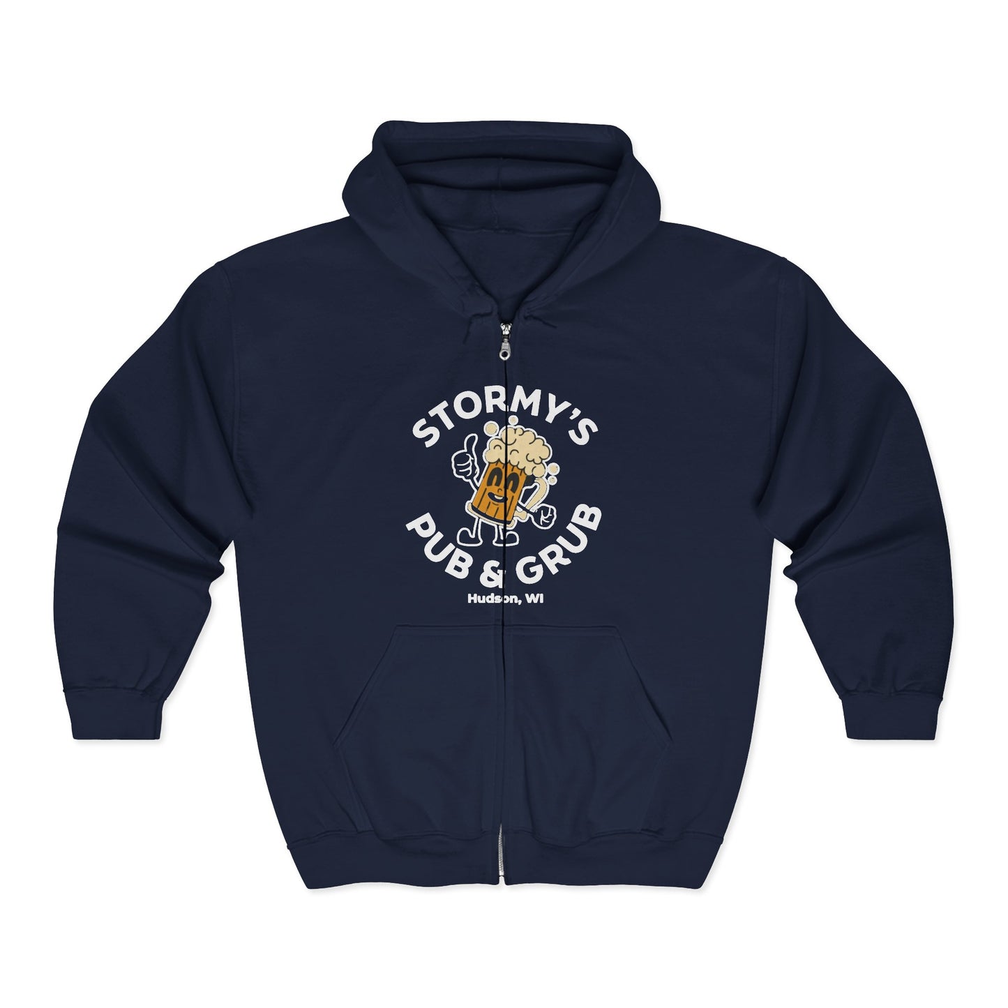 Stormy’s Pub & Grub Zip Hoodie — Vintage Bar Logo Full-Zip Sweatshirt