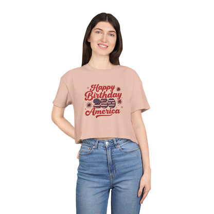 Patriotic Women's Crop Tee - Happy 250th Birthday America