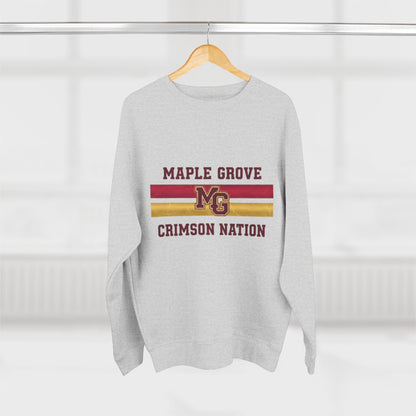 Unisex Crewneck Sweatshirt -Maple Grove Crimson Monogram Design for Casual Comfort