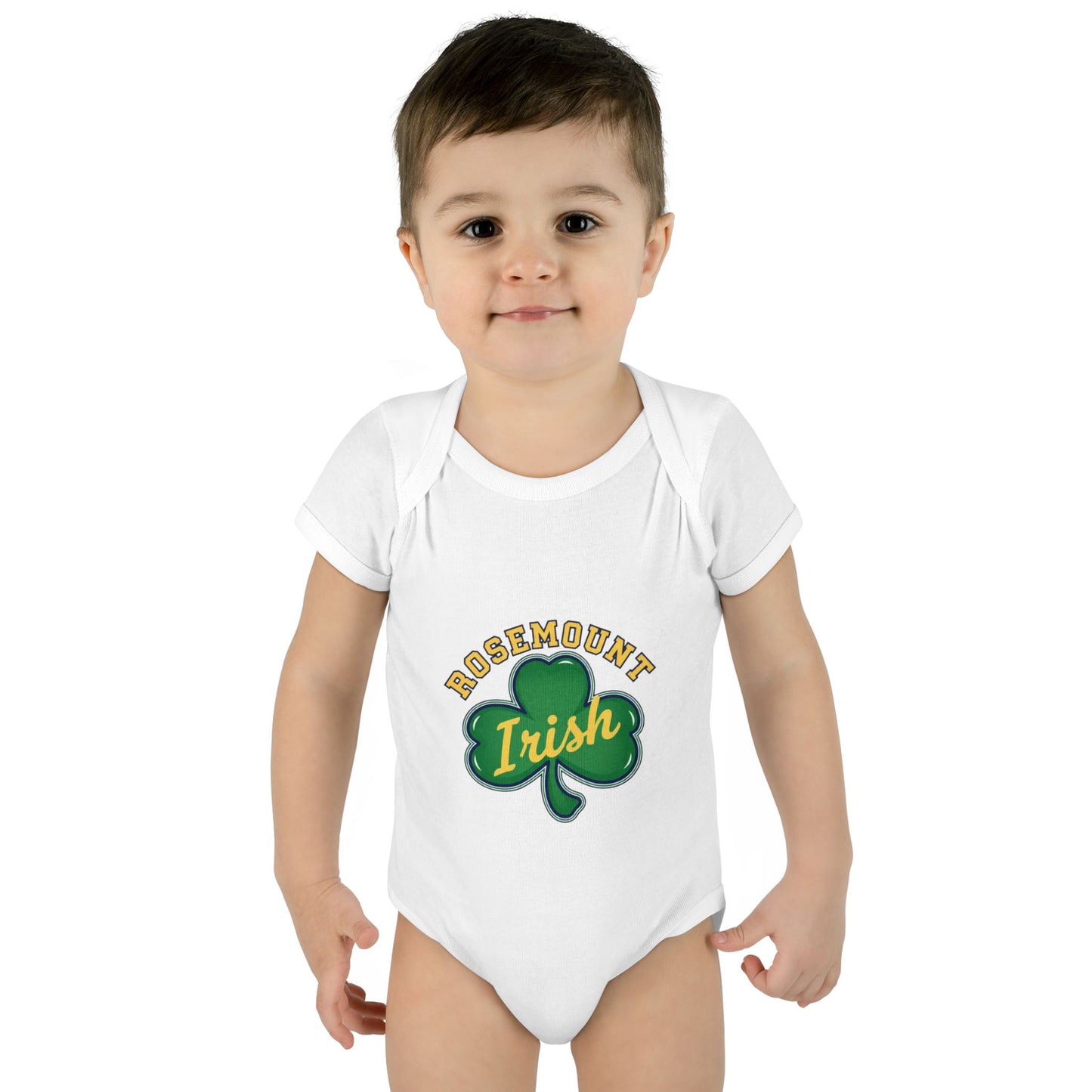 Rosemount Irish Clover Infant Bodysuit - Cute Baby Onesie with Green & Blue Graphic