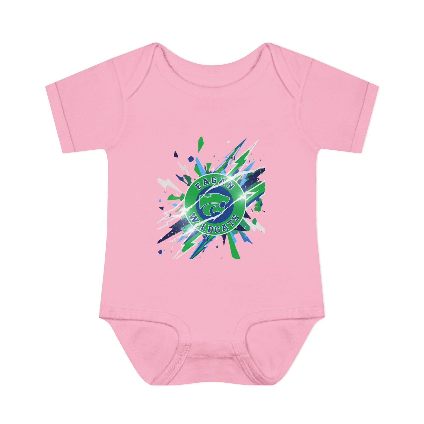 Eagan Wildcats Splash Infant Bodysuit - Cute Baby Onesie with Green & Blue Graphic
