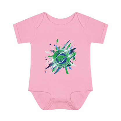 Eagan Wildcats Splash Infant Bodysuit - Cute Baby Onesie with Green & Blue Graphic