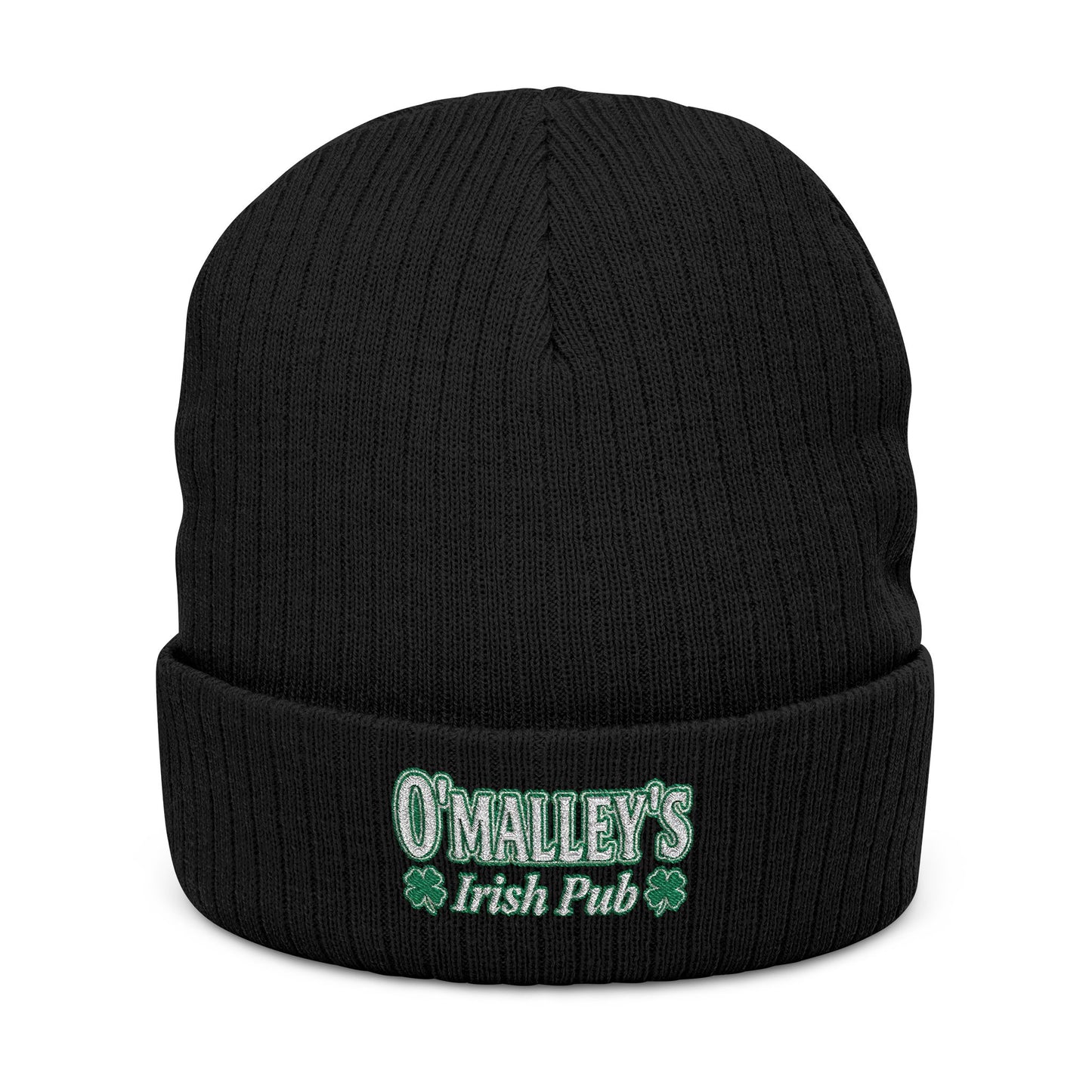 Embroidered Ribbed Beanie - O'Malley’s Irish Pub Logo