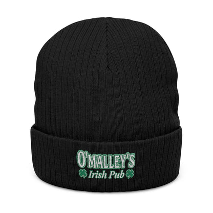 Embroidered Ribbed Beanie - O'Malley’s Irish Pub Logo