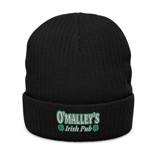 Embroidered Ribbed Beanie - O'Malley’s Irish Pub Logo