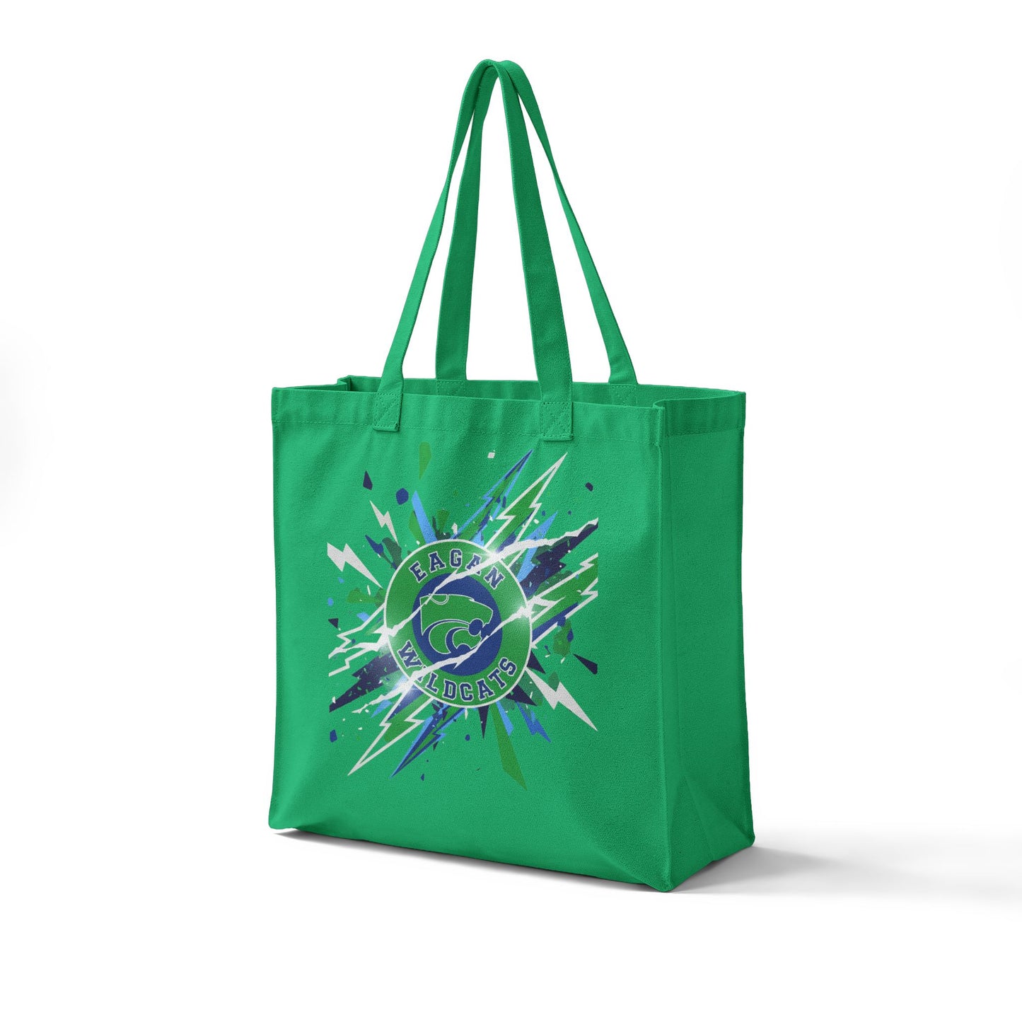 Eagan Wildcats Canvas Tote — Ocean Wave Eco Grocery Bag with Green Splash Design