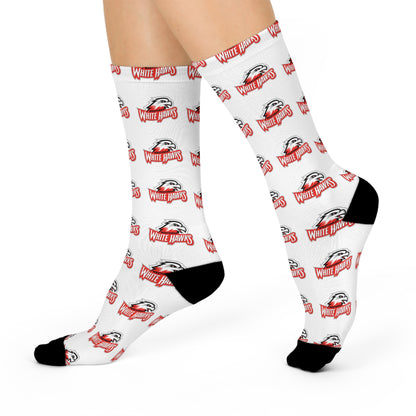 Mound Westonka White Hawks Trendy Cushioned Crew Socks