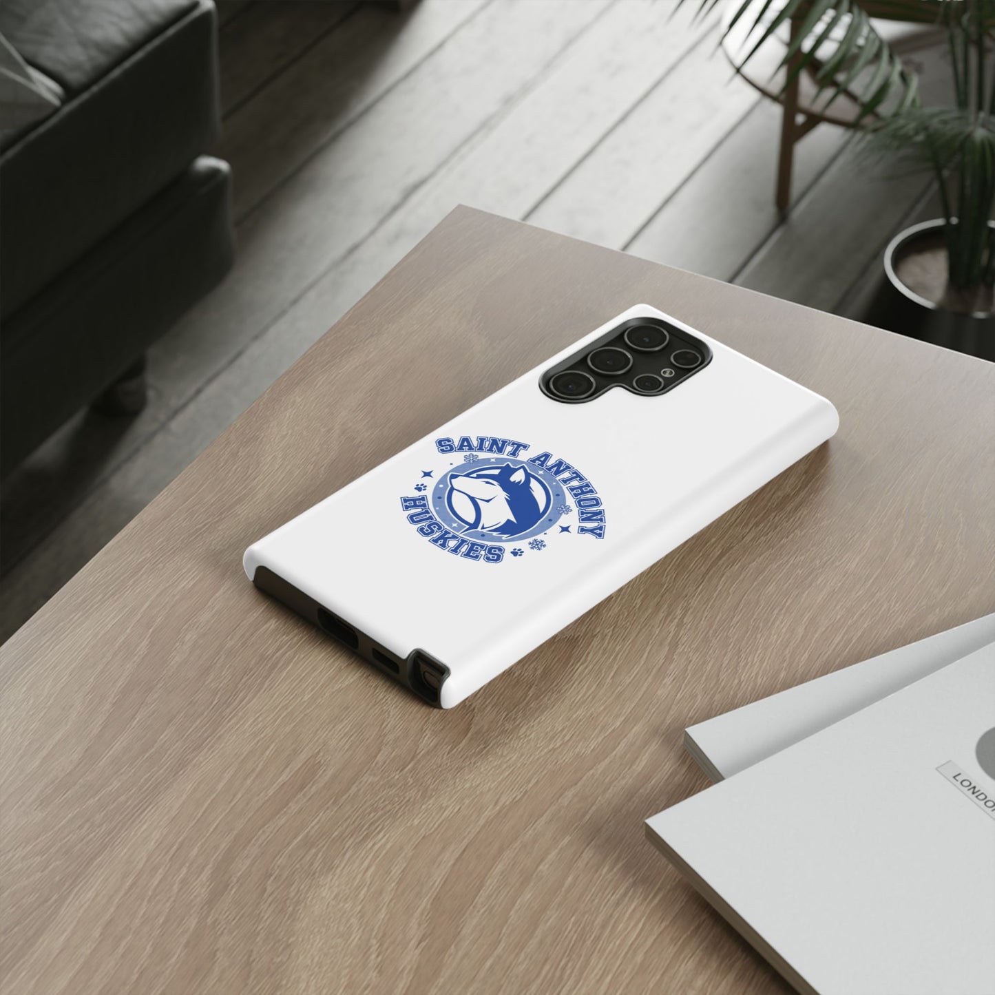 Saint Anthony Huskies Tough Phone Case — Protective White Phone Cover with Husky Logo