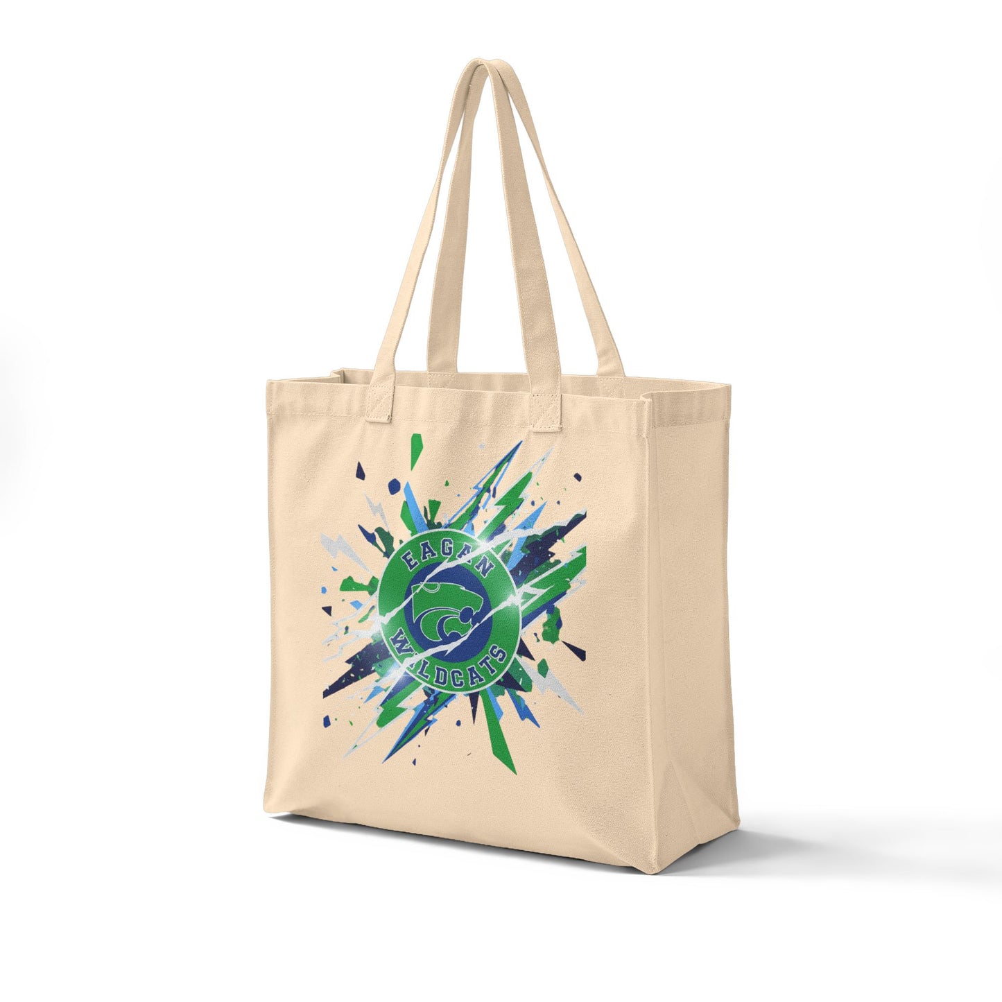 Eagan Wildcats Canvas Tote — Ocean Wave Eco Grocery Bag with Green Splash Design