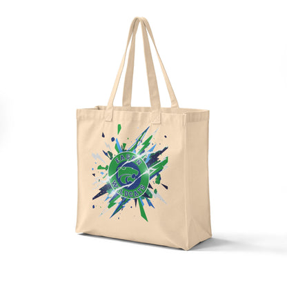 Eagan Wildcats Canvas Tote — Ocean Wave Eco Grocery Bag with Green Splash Design