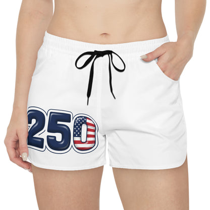 Patriotic 250 USA Anniversary Women's Casual Shorts featuring a playful design and an adjustable waist.