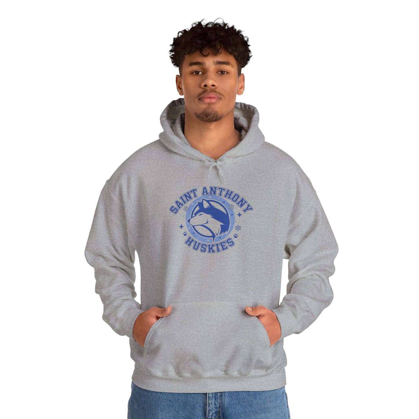 Saint Anthony Huskies Unisex Hooded Sweatshirt – Perfect for School Spirit and Casual Wear
