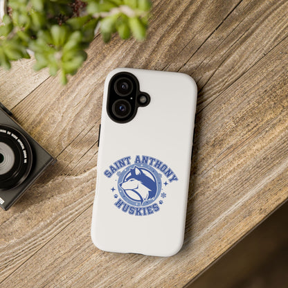Saint Anthony Huskies Tough Phone Case — Protective White Phone Cover with Husky Logo