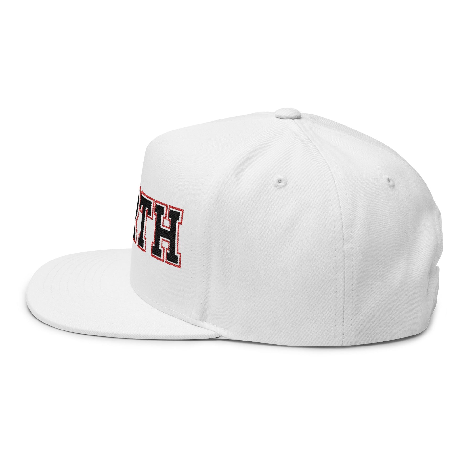 Lakeville North Panthers cap showcasing structured flat-bill design in white with bold embroidered lettering.