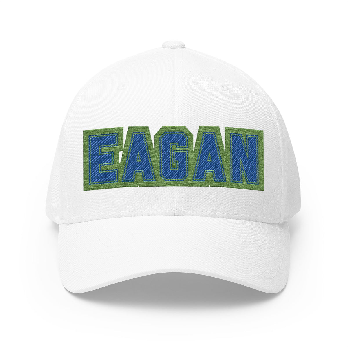 Eagan Wildcats Embroidered Varsity Block Hat — White Structured Cap