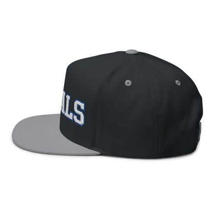 Woodbury Royals Embroidered White Text Flat Bill Cap — School Spirit Snapback