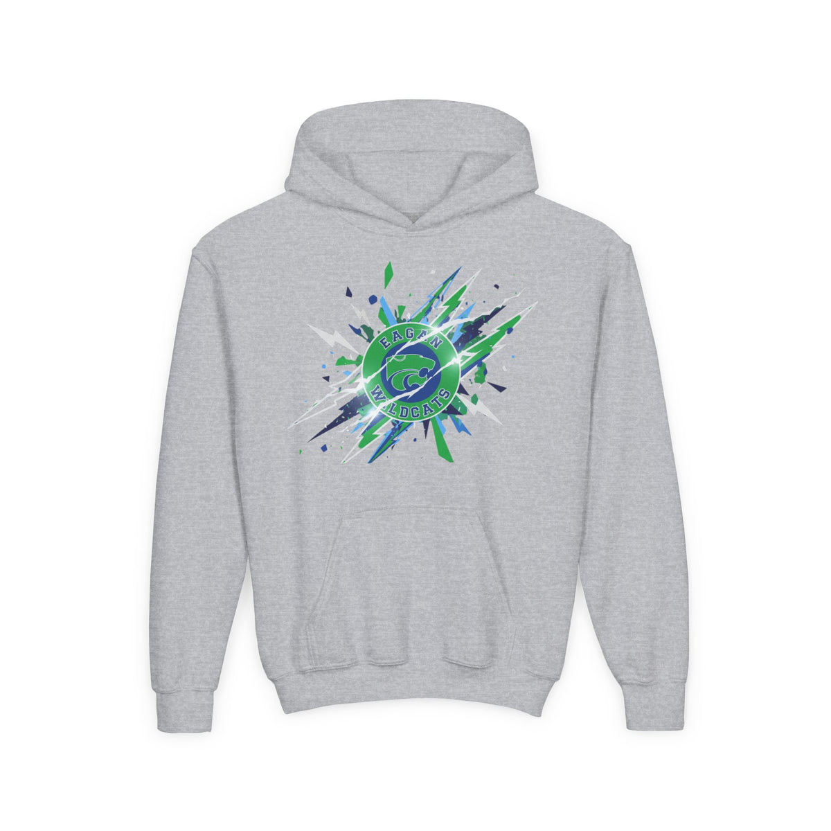 Eagan Wildcats Youth Hoodie —  Green Splash Graphic