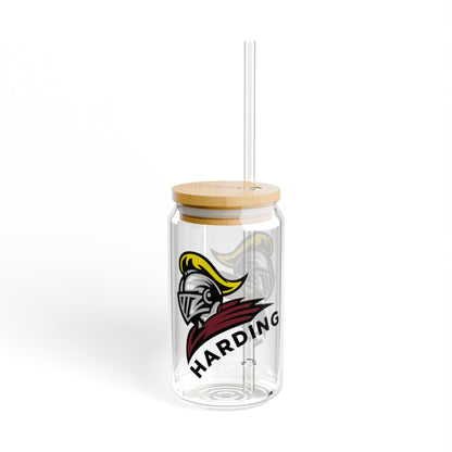 Harding Knights 16oz Sipper Glass with Straw - Stylish Drinkware for Fans