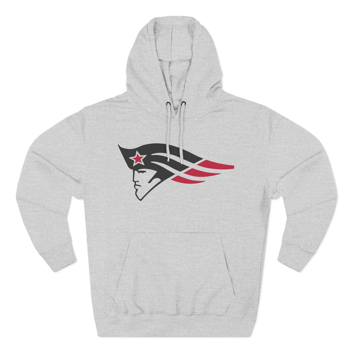Patriotic Patriot Head Logo Hoodie — Vintage Red & Black Sports Pullover