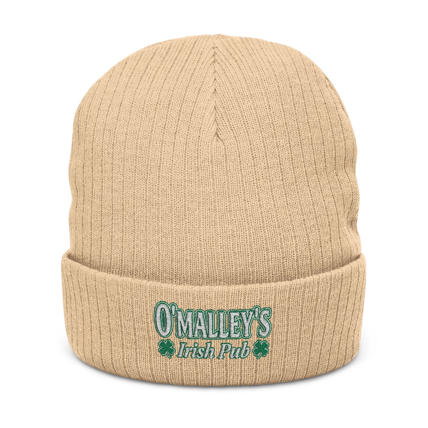 Embroidered Ribbed Beanie - O'Malley’s Irish Pub Logo