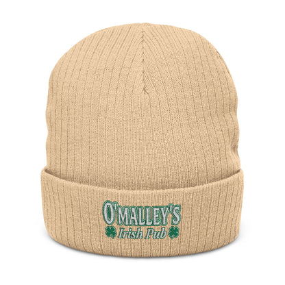 Embroidered Ribbed Beanie - O'Malley’s Irish Pub Logo