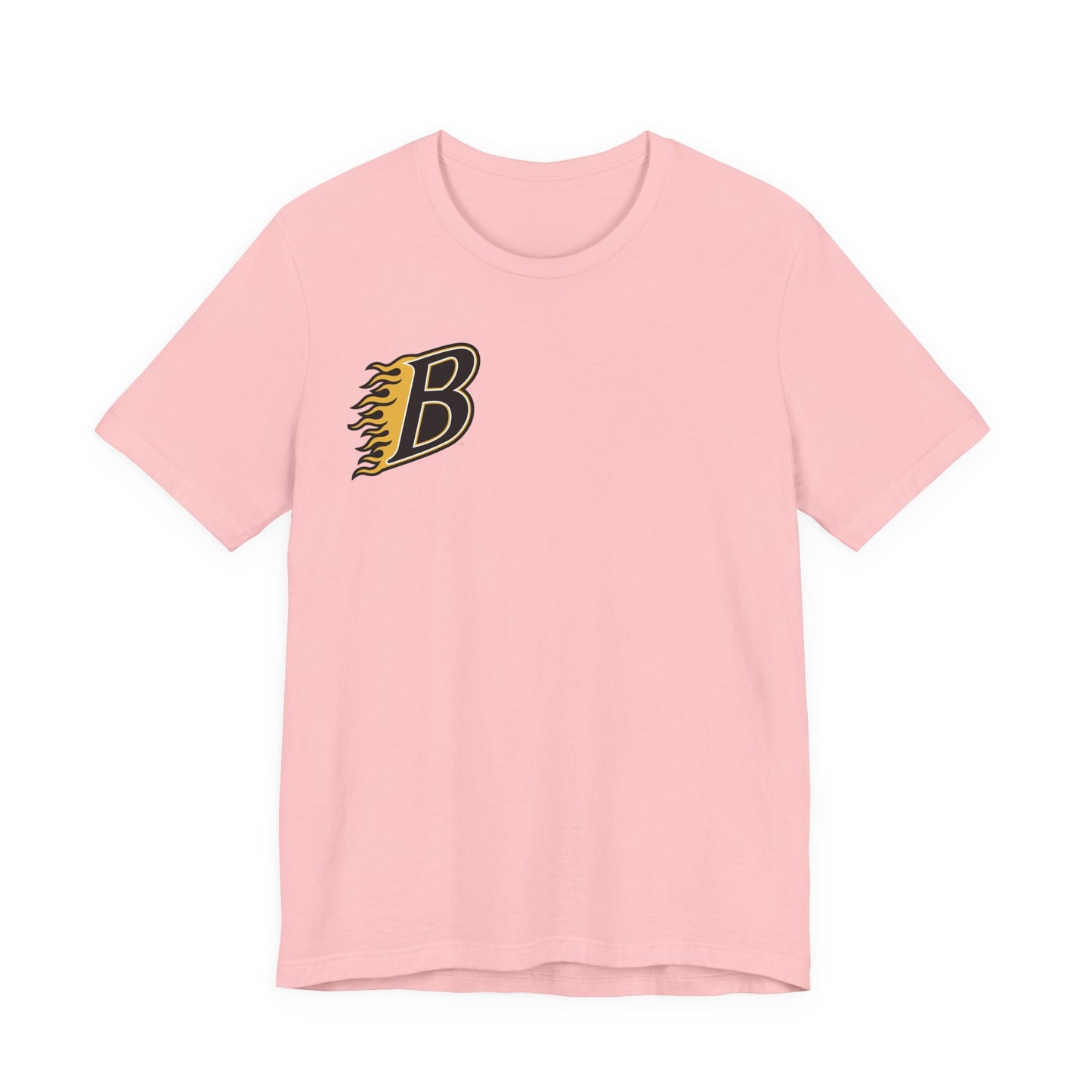Burnsville Blaze Flaming 'B' Graphic Tee — Retro Letterman Style T-Shirt