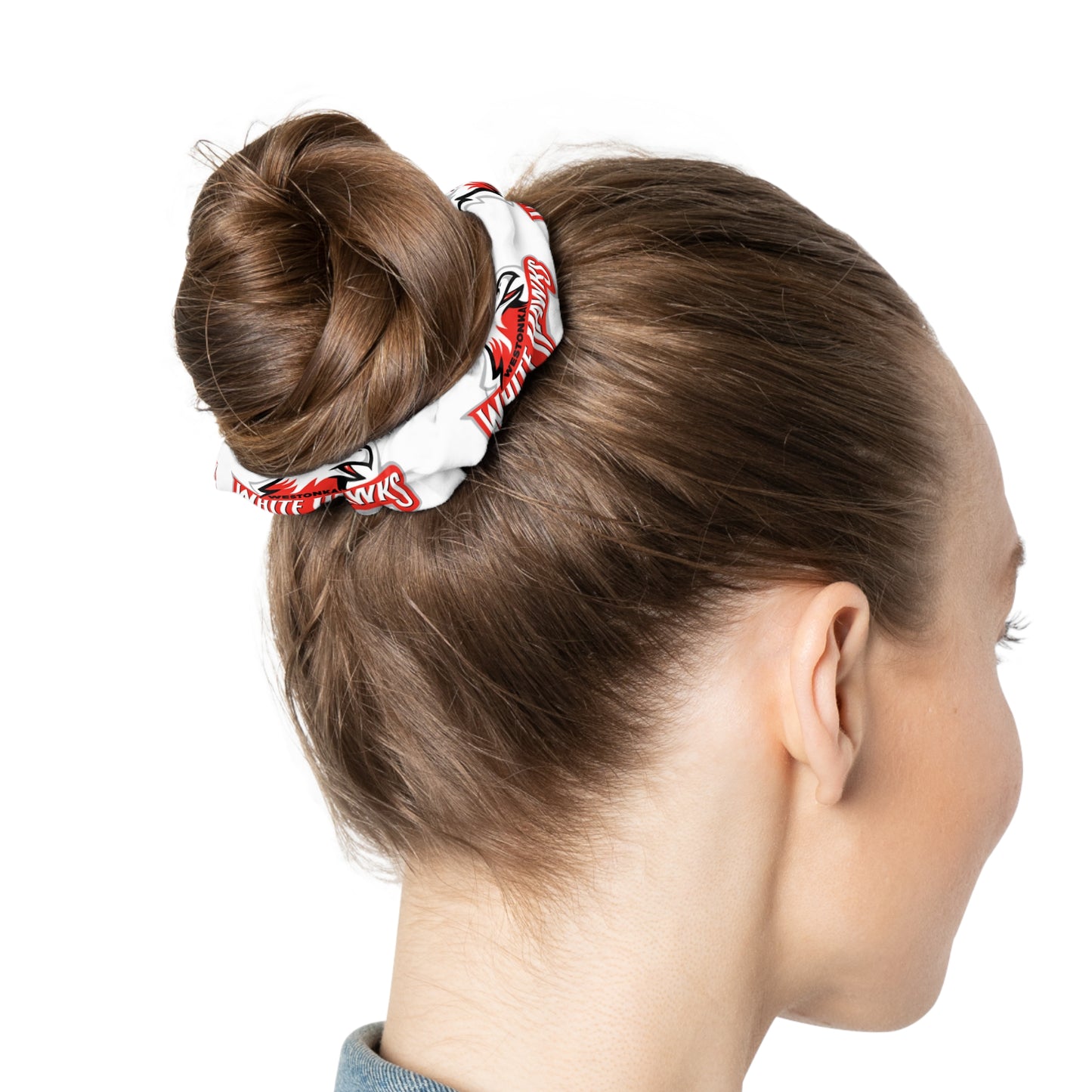Mound Westonka White Hawks  Scrunchie - Stylish Hair Accessory for Trendsetters