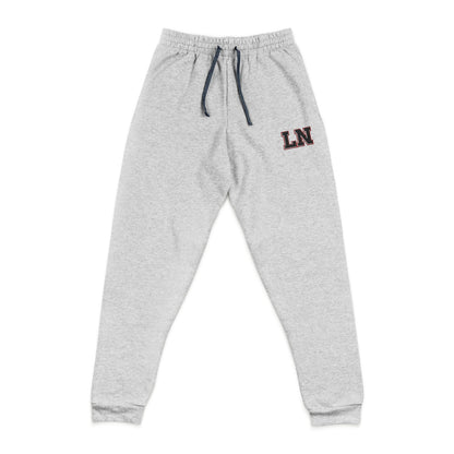 Lakeville North athletic heather cozy joggers for everyday comfort with tapered silhouette and embroidered detail.