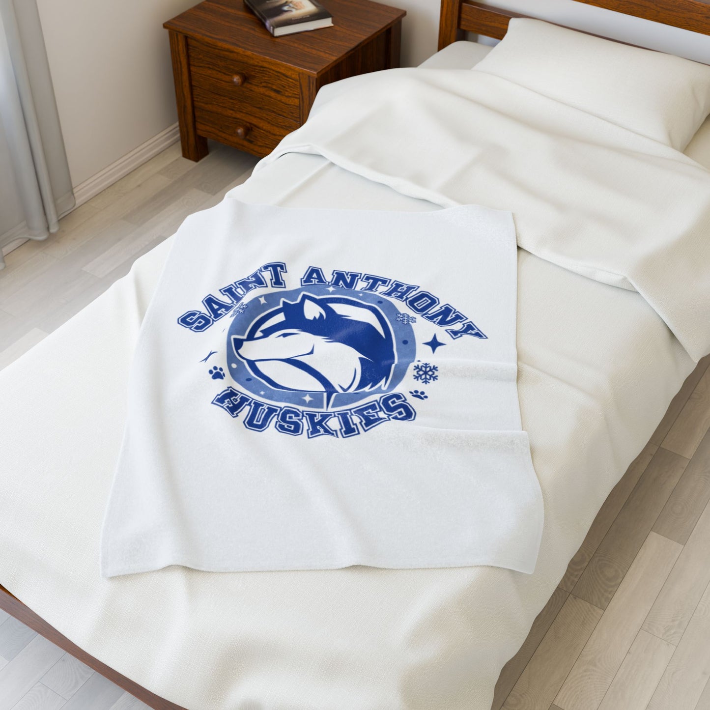 Saint Anthony Huskies Velveteen Plush Blanket