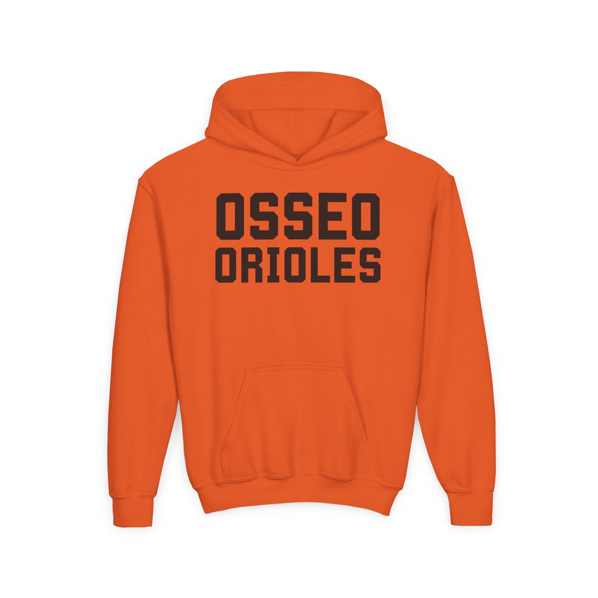 Youth Hooded Sweatshirt - 'Osseo Orioles' Design - Oriole on Back
