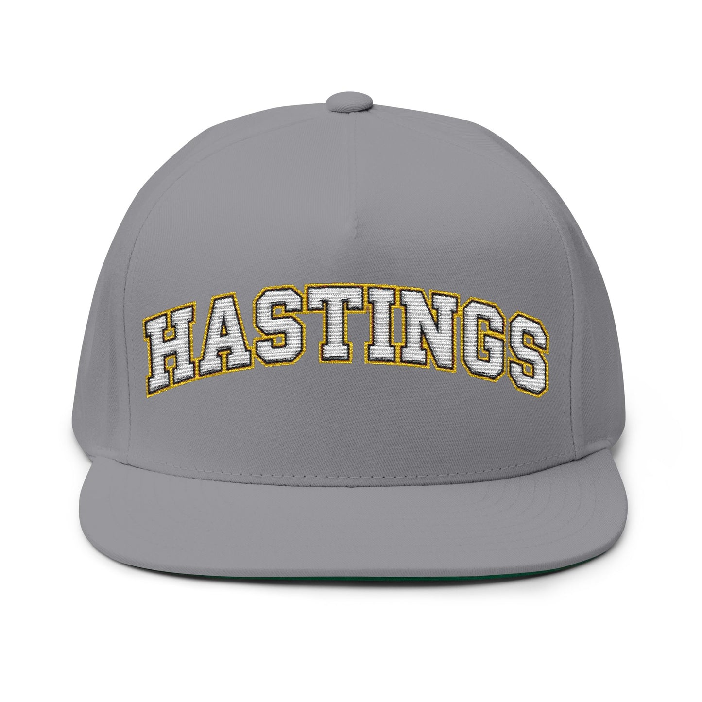 Hastings Raiders Embroidered White Text Flat Bill Cap — School Spirit Snapback