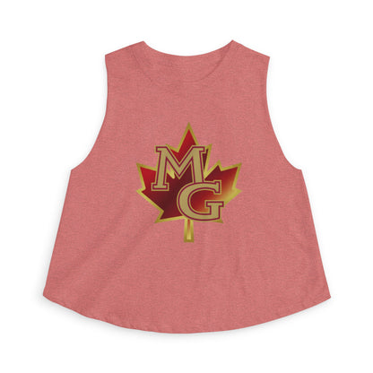 Maple Grove Crimson Crop Top — Retro Script Athletic Women's Tank