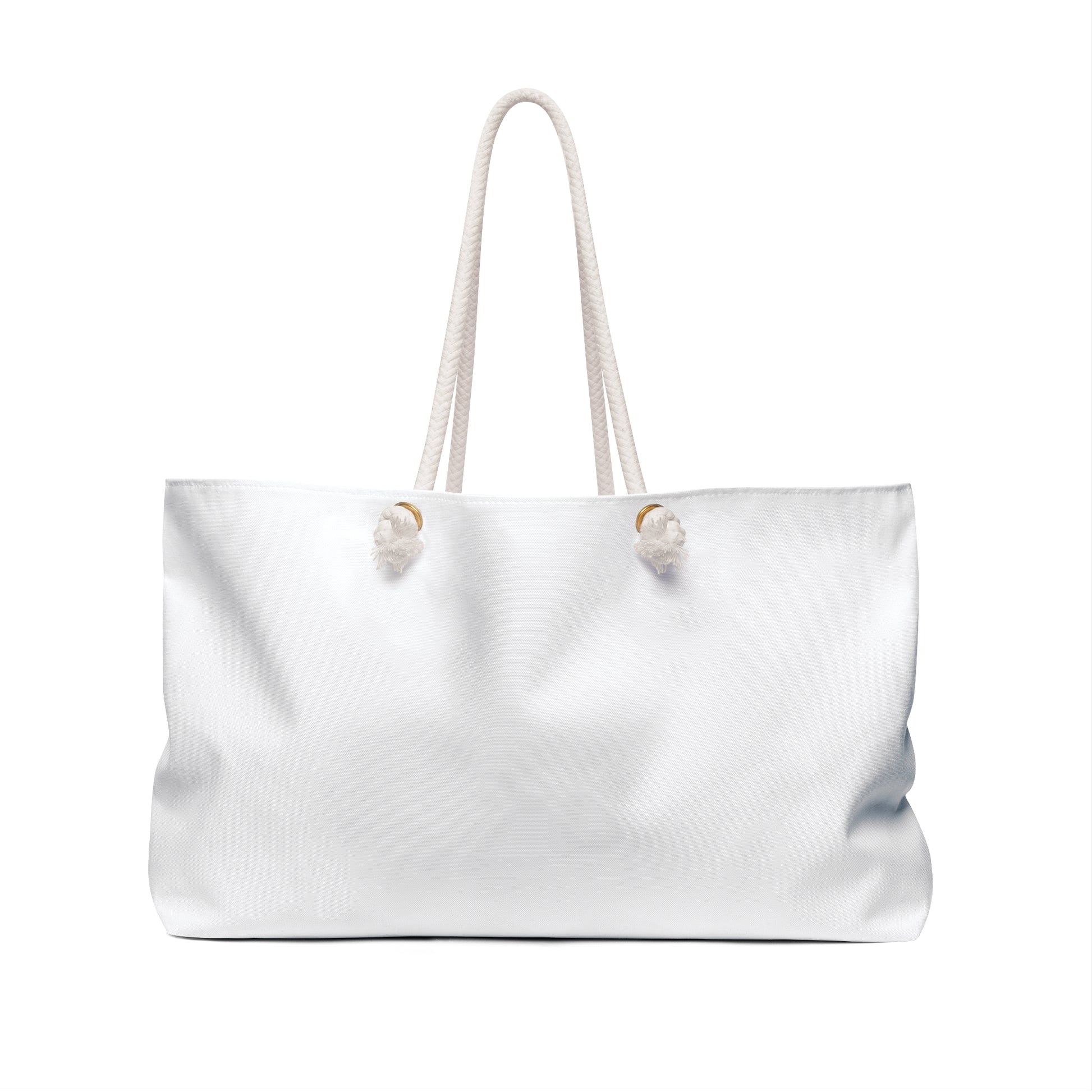 Oversized canvas travel tote with cream rope handles for stylish travel and outdoor adventures.