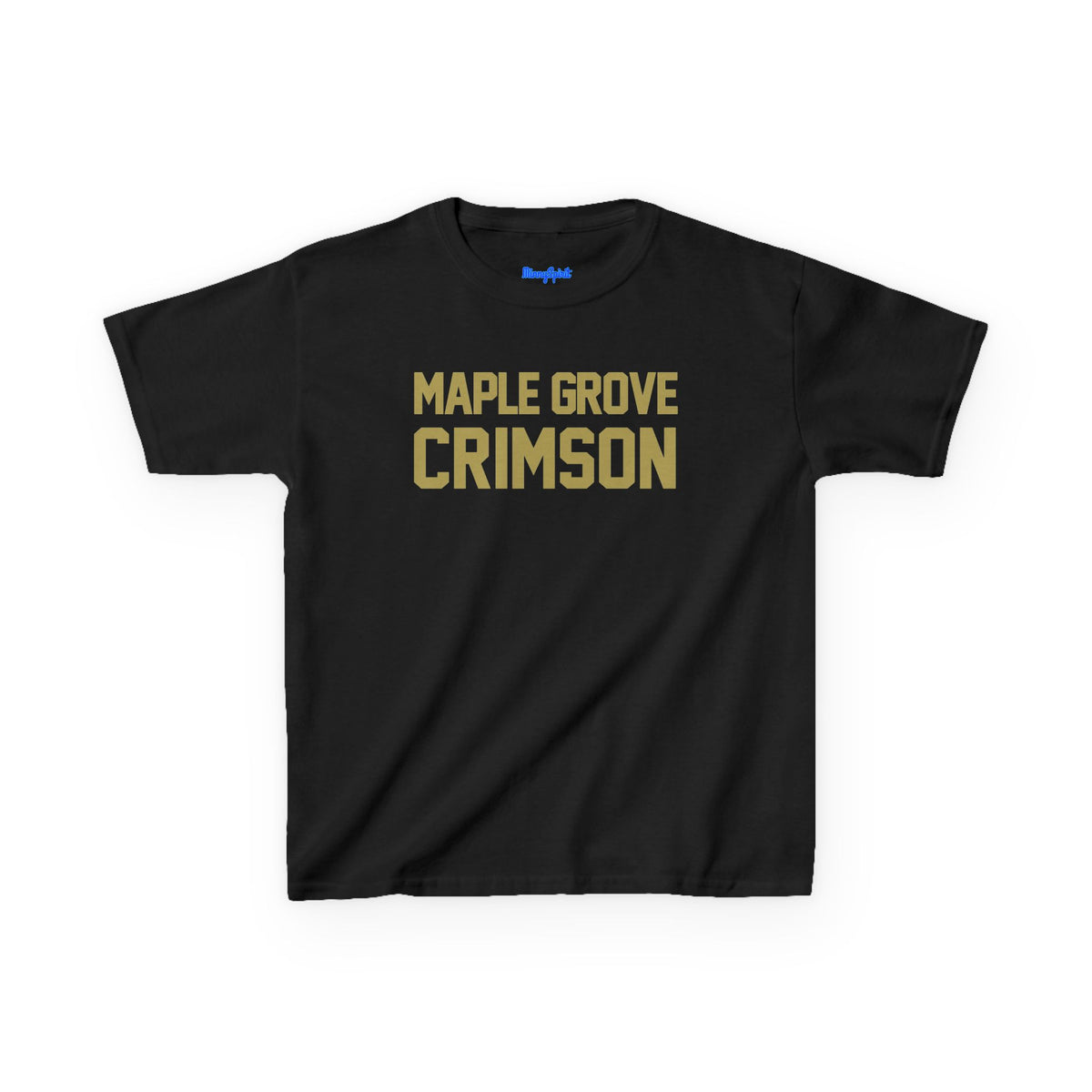 Maple Grove Crimson Kids Tee — Youth Shirt with Mascot Back Print