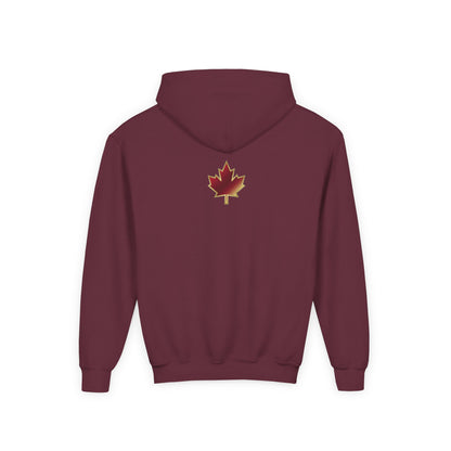 Maple Grove Crimson Youth Hoodie — School Spirit Sweatshirt with Leaf Logo