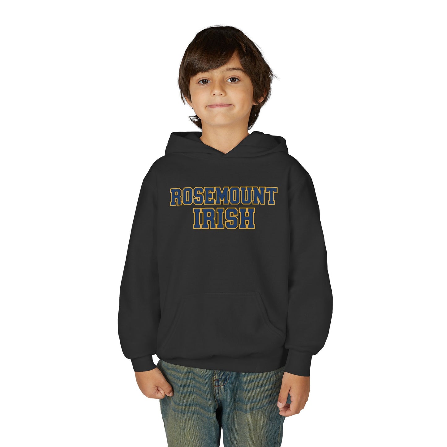 Rosemount Irish Youth Heavy Bold Text Blend Hoodie - Cozy & Stylish Sweatshirt for Kids